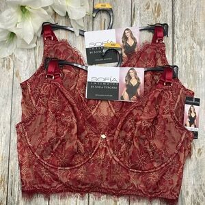 Women’s Sofia Vergara Eyelash Bustier Bra Intimates Sexy Lace 2-Pack Size 40D